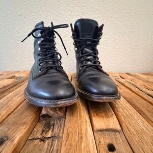 Woolrich Womens Black Leather Plaid Lined Lace Up Combat Boots WW1006-010 Size 7